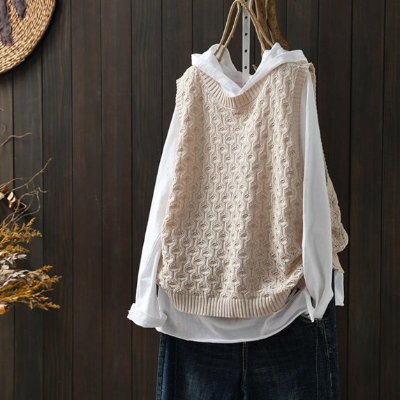 Ftwytp Womens Cardigan Short Chunky Cardigans Sleeveless Jumpers Open Front Ribbed Knit Lightweight Outerwear with Pockets for Winter Spring
