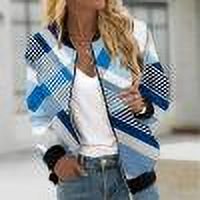 Ftwytp Womens Casual Daily Coats Lightweight Zip Up Casual Jacket Color Blocked Coat Stand Short Sports Outwear Long Sleeve Jackets