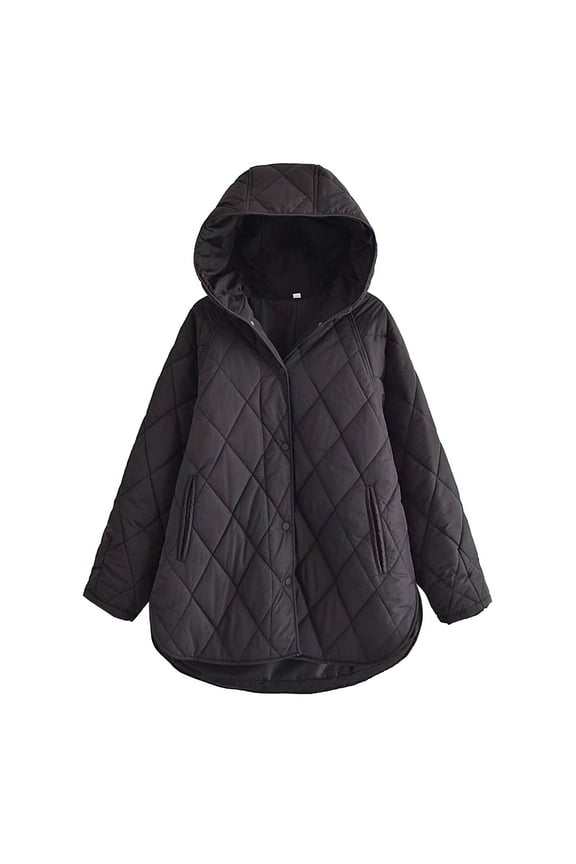 Womens Dolman Lightweight Quilted Jackets Long Sleeve Solid Color Coat Winter Warm Padded Down Warm Puffer Coat
