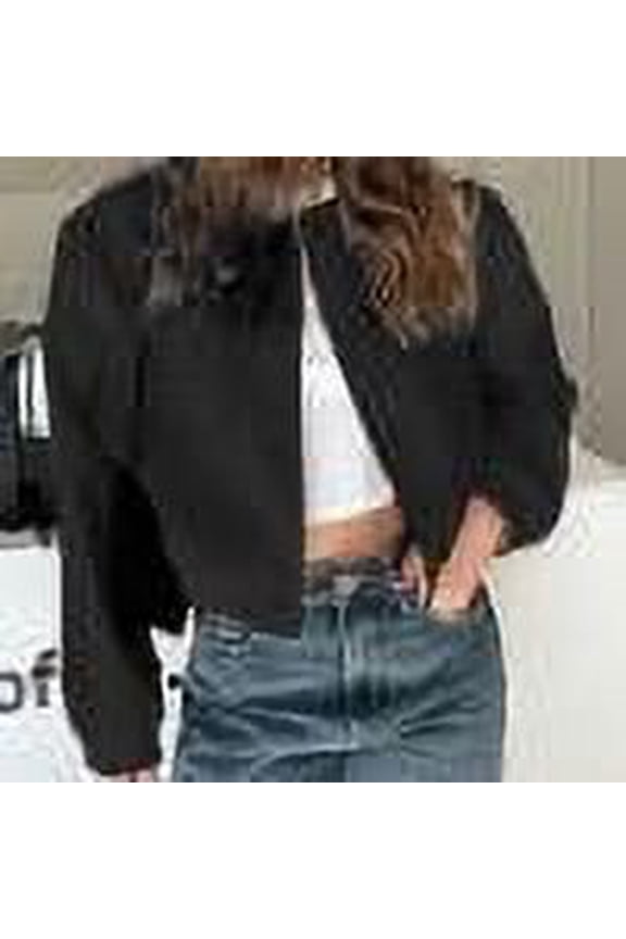 Womens Fashion Solid Lapel Double-breasted Short Coat Autumn Casual Long Sleeve Slim Outerwear New Elegant Winter Commuter Jackets