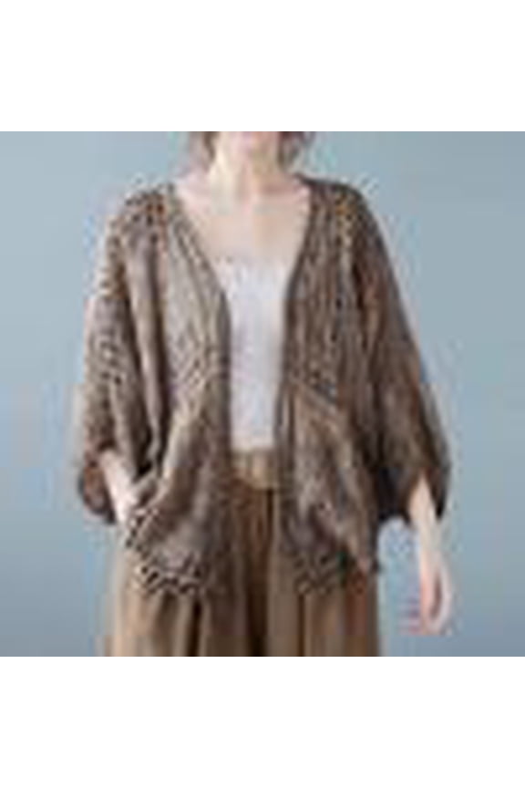 Womens Jumpers Tops Cardigans Loose Open Front Autumn Solid Color Pocket Long Sleeved Hollow Out Loose Casual Suit Jacket Cardigan