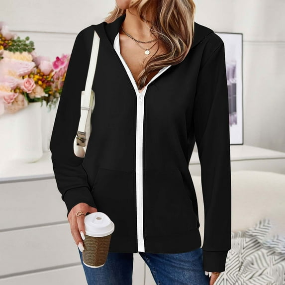 Ftwytp Womens Long Hoodies Zip Up Plain Hoodie Long Sleeves Fleece Longline Hoodie Sweatshirts Casual Loose Hooded Coat Zipper Plus Size Tops Pullover Jacket with Pockets