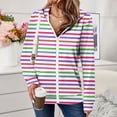 thumbnail image 1 of Ftwytp Womens Long Hoodies Zip Up Stripe Print Long Sleeves Fleece Longline Hoodie Sweatshirts Casual Loose Hooded Coat Zipper Plus Size Pullover Jacket with Pockets, 1 of 6