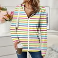 thumbnail image 1 of Ftwytp Womens Long Hoodies Zip Up Stripe Print Long Sleeves Fleece Longline Hoodie Sweatshirts Casual Loose Hooded Coat Zipper Plus Size Pullover Jacket with Pockets, 1 of 6