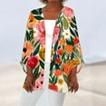 thumbnail image 1 of Ftwytp Womens Open Front Cardigan Lightweight Retro Print Cardigans 3/4 Sleeve Blouse Tops Coat Casual Duster Jackets, 1 of 5