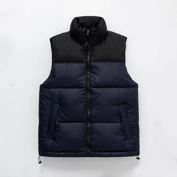 Ftwytp Womens Plus Size Sleeveless Puffer Jacket Hoodless Gilet Body Warmer Jackets Stand Collar Color Blocked Warm Portable Windproof Jacket Vest