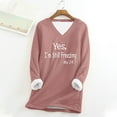thumbnail image 1 of Ftwytp Womens Plus Size Sweatshirts Fall Winter Long Sleeve V Neck Pullover Blouses Letter Print Fleece Thicken Hoodless Warm Tops Shirt Causal Pullover Long Sleeve Tops Rose Gold, 1 of 4