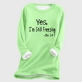 thumbnail image 1 of Ftwytp Womens Plus Size Sweatshirts Fall Winter Long Sleeve V Neck Pullover Blouses Letter Print Fleece Thicken Hoodless Warm Tops Shirt Fashion Blouse Causal Pullover Long Sleeve Tops Green, 1 of 3