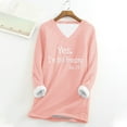 thumbnail image 1 of Ftwytp Womens Plus Size Sweatshirts Fall Winter Long Sleeve V Neck Pullover Blouses Letter Print Fleece Thicken Hoodless Warm Tops Shirt Fashion Blouse Causal Pullover Long Sleeve Tops Pink, 1 of 4