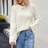 Ftwytp Womens Sweater Long Sleeve Jumper Vintage Jumper Sweater Knit Jacquard Round Neck Pullover Sweater Casual Loose Sweater 2024 Trendy Clothes