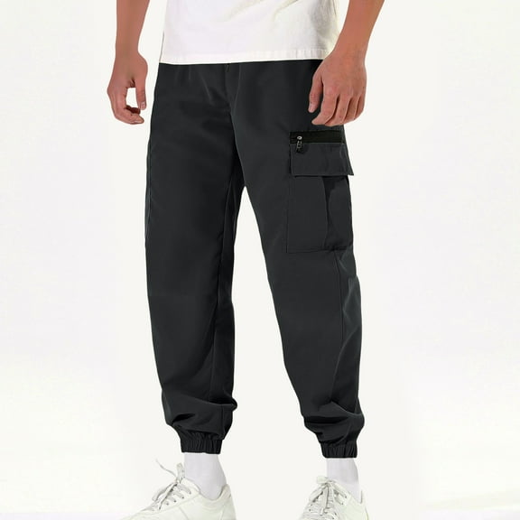 Ftwytp Workwear Cargo Trousers for Mens with Multi Pockets Casual Solid Color Sports Bottoms Outdoor Camping Hiking Sweatpants Breathable Spring Autumn Winter Trousers