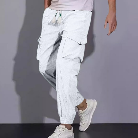 Ftwytp Workwear Cargo Trousers for Mens with Multi Pockets Casual Solid Color Sports Bottoms Outdoor Camping Hiking Sweatpants Breathable Spring Autumn Winter Trousers