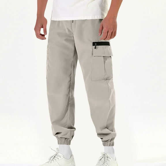 Ftwytp Workwear Cargo Trousers for Mens with Multi Pockets Casual Solid Color Sports Bottoms Outdoor Camping Hiking Sweatpants Breathable Spring Autumn Winter Trousers