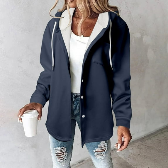 Ftwytp Zip Up Hoodies for Women Clearance Jackets Solid Color Hooded Sweatshirts Drawstring Hoody Tops Casual Oversized Jumpers with Pockets