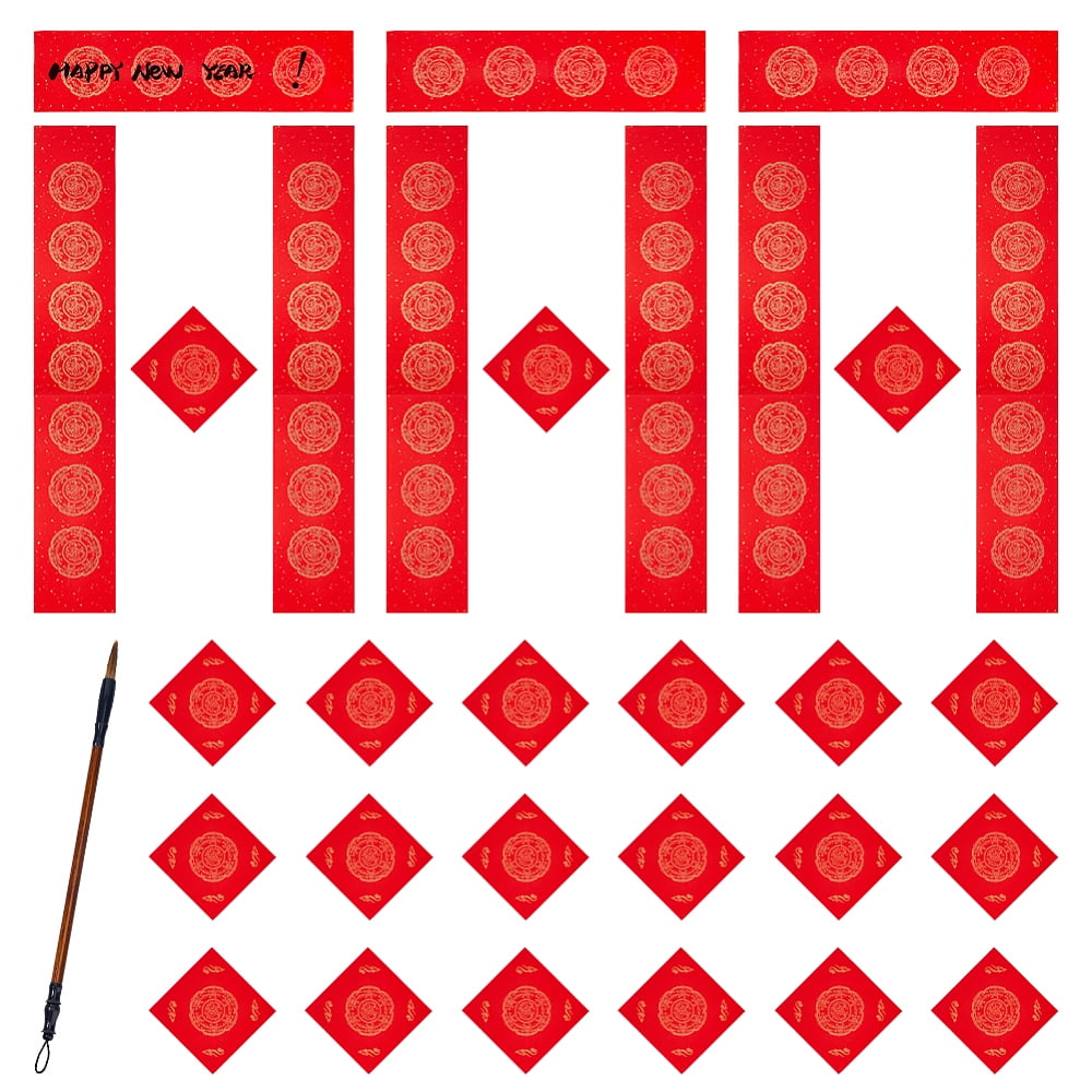Fu Character Paper for Spring Festival Chinese New Year Decorations with Chinese Calligraphy Brushes Pen Red 230x230x0.01mm