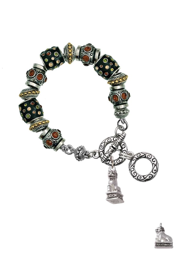 Fu Dog Fall Crystal Bead Charm Bracelet