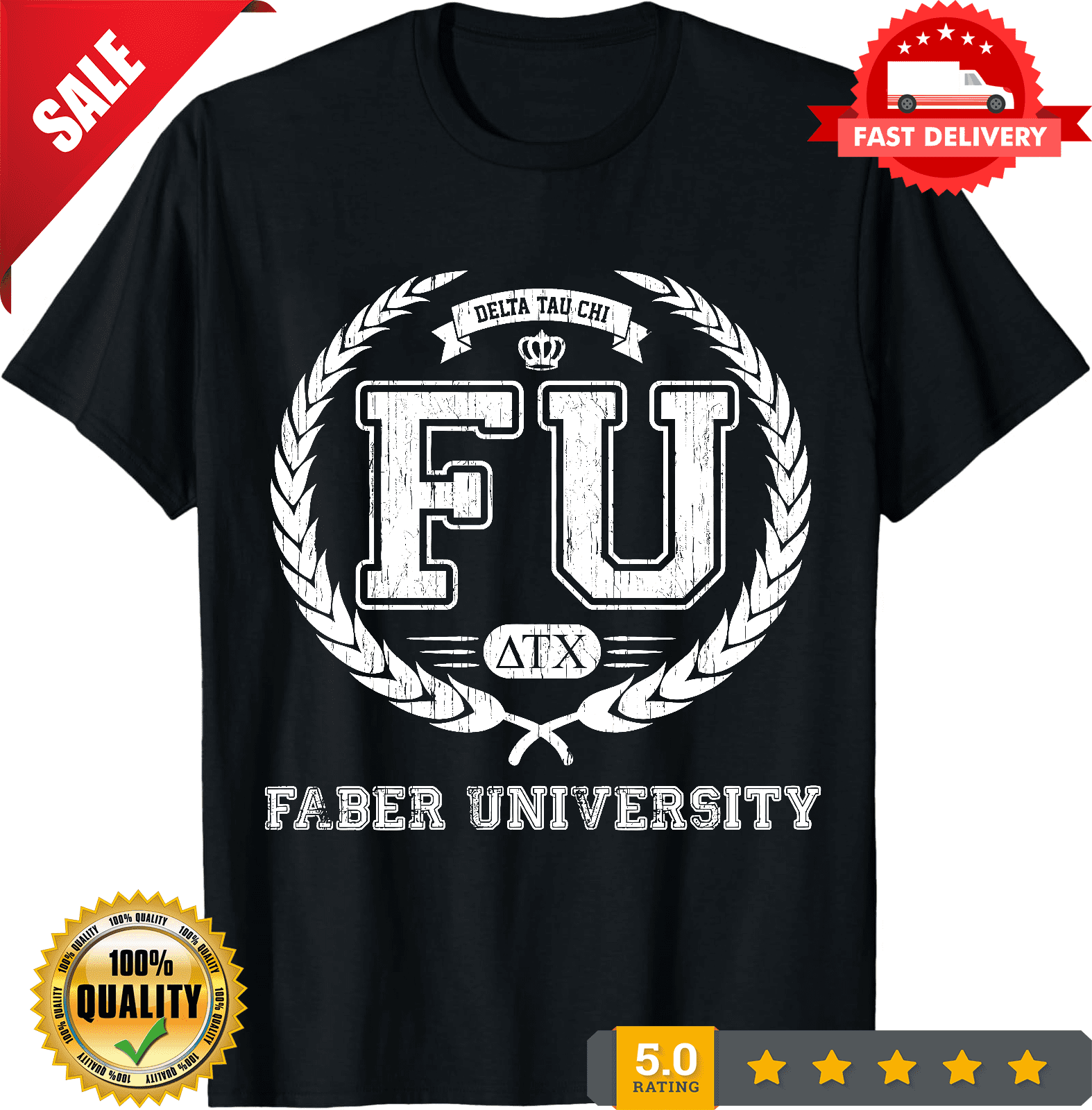 Fu Faber University Active T-Shirt Logo Men's Black T-Shirt Funny Size ...