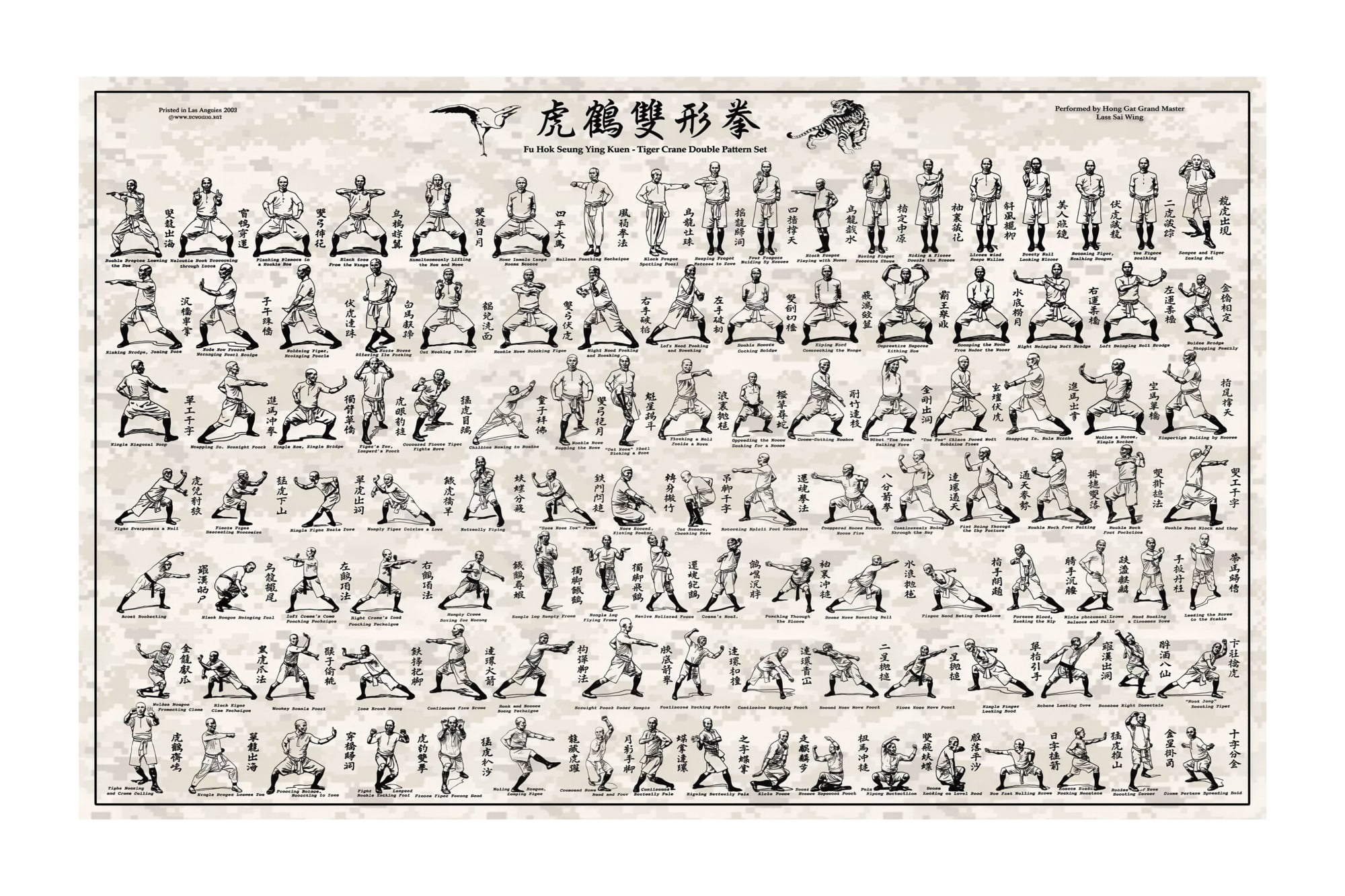 Fu Hok Seung Ying Kuen Poster Tiger Crane Kung Fu Form Training Chart ...
