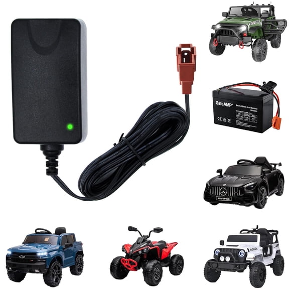 Fu1997 12V Kids Ride On Car Charger - Certified Square Design Charger for Safe Use - Ideal for Children's Battery - Powered Vehicles in Home Play or Outdoor Fun