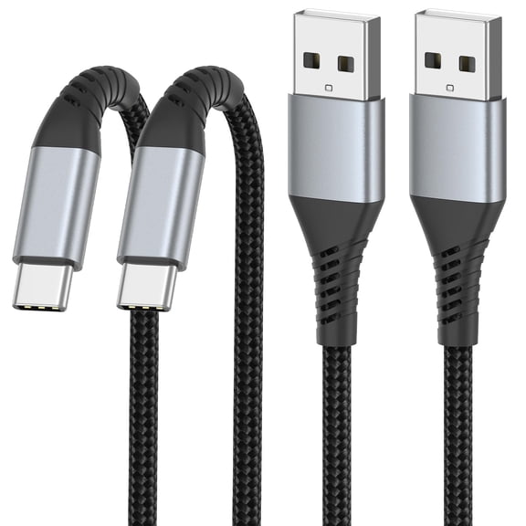 Fu1997 2 - Pack 60CM Nylon USB - A to USB - C 3A Fast - Charging Cable, Compatible for iPhone 15 - 16 (Pro Max), Samsung Galaxy (S21 - S24), Note (8 - 10), Pixel