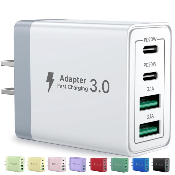 Fu1997 40W Fast - Charging USB - C Charger Block - 4 - Port (Dual PD + QC) - for iPhone, iPad, Samsung Phones & Tablets