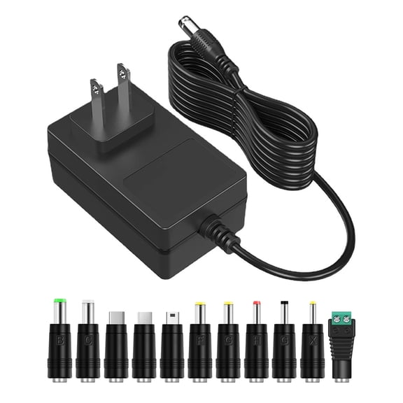 Fu1997 Regulated Switching AC Adapter with Interchangeable Tips - Ideal for Diverse Equipment. Compact, Stable Power for Seamless Operation.