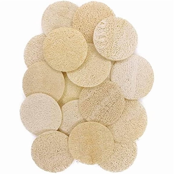 Fu997 18 pcs/Set Natural Exfoliating Face Pad Loofah Sponge Facial Brush - Makeup Remover - Shower Scrubber - Remove Dead Skin - Body Bath Spa for Men & Women - Renewable Resource - Pack of 18
