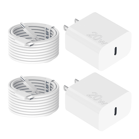 Fu997 2 - Pack USB - C Dual - Ports Wall Charger - Power Delivery Brick - for Compatible with iPhone 15 - 17 Series, iPad Pro