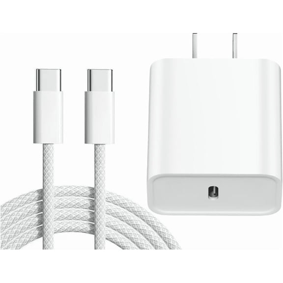 Fu997 40W Dynamic Power Adapter with 6FT 60W Max Woven USB - C Cable - Fast Charging for Compatible with iPhone 15 - 17, iPad Air/min i Pro, AirPods Pro