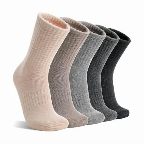 Fu997 5 Pairs Womens Merino Wool Socks Hiking Warm Winter Thick Thermal Crew Cozy Cabin Ladies Gift Comfy Boot Work Socks