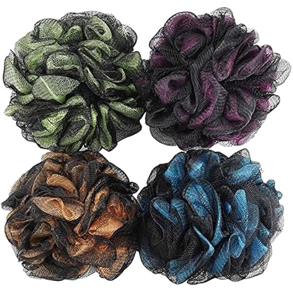 Fu997 75g/Pcs Shower Loofah Bath Sponge for Women Men Lufa Exfoliating Body Scrubber (Set of 4)