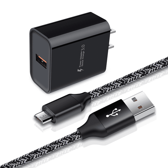 Fu997 Adaptive Fast Charger with 3ft Micro - USB Cable - for Compatible with Samsung Galaxy, Moto, LG, HTC & Android Tablets