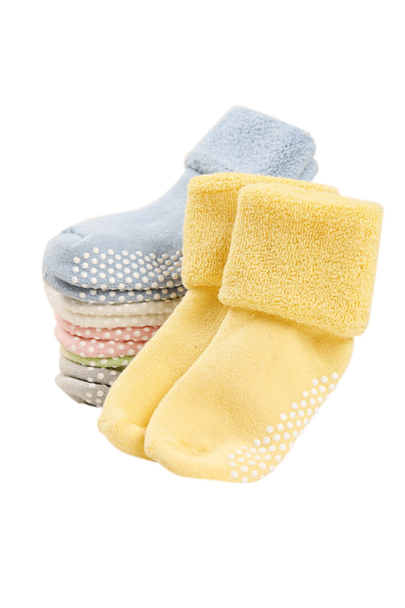 Baby Toddler Kids Ankle Crew Socks with Grips Unisex Warm Thick Cotton Winter Socks 0-10 Years 6/8 Pack