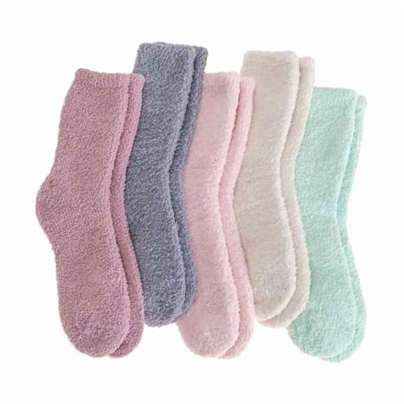 Fu997 Fuzzy Socks Warm Fluffy Winter Cozy Thick Plush Slipper Sleep Comfy Crew Socks for Women & Men 5 Pairs