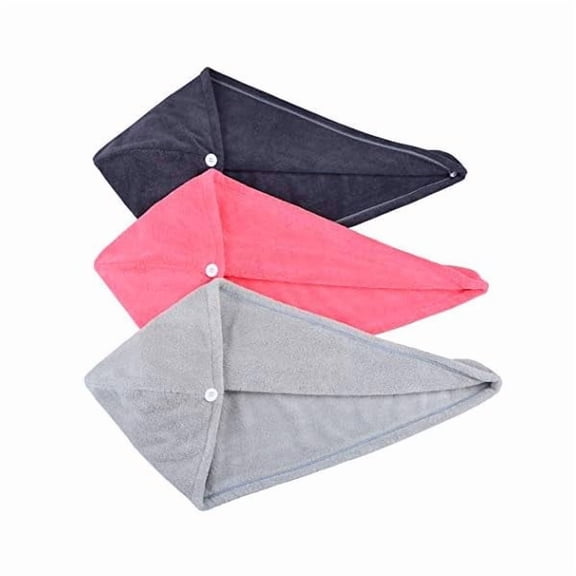 Fu997 Hair Drying Towel Twist Soft Shower Microfiber Towels for Curly Girls Hair Turban Wrap Fast Drying Ultra Absorbent Cap Great Gift for Women (3-Pack Dark Grey+Grey+Light Crimson)