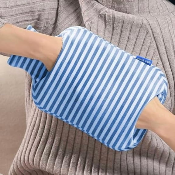 Fu997 Hot Water Bottle, 2L Hot Water Bag with Cover for Menstrual Cramps, Neck and Shoulder Pain Relief, Hot and Cold Therapies, Hand Feet Warmer, Warm Water Bag with Hand Pocket, Blue