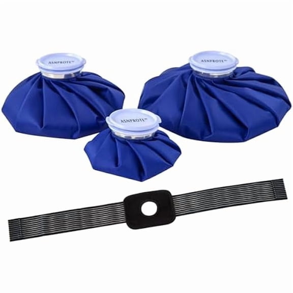 Fu997 Ice Pack Ice Bag for Injuries, Refillable Ice Bags Reusable Ice Pack Hot Water Bottle Hot Water Bag for Knee Head Foot Pain Relief,4 Packs(6&9&11Wrap Band)