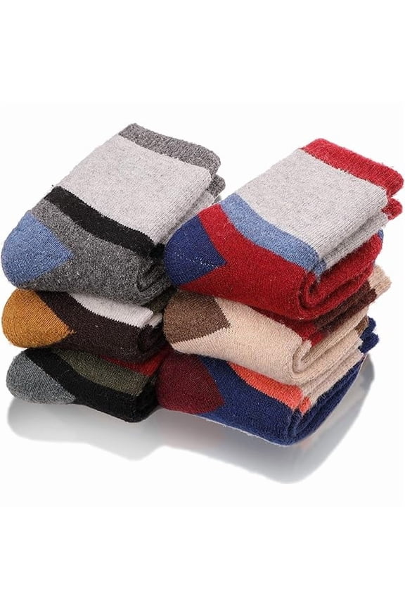 Kids Merino Wool Socks for Toddlers Boys Girls Warm Thermal Winter Thick Hiking Heavy Cozy Crew Boot Socks 6 Pairs