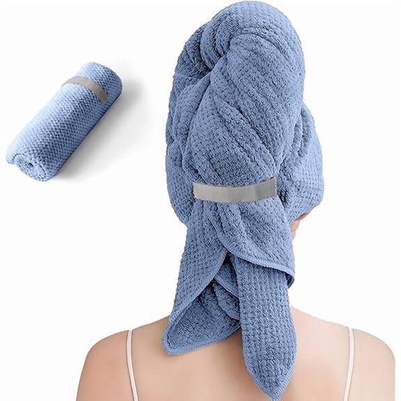 Fu997 Large Microfiber Hair Towel for Women,Super Soft Anti Frizz & Quick Dry for Curly Hair,Ultra Absorbent Hair Wrap Towels for Long,Thick,Wet Hair 24x42 Inches (Blue)