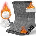 thumbnail image 1 of Fu997 Merino Wool Hiking Socks Thermal Warm Crew Winter Boot Sock For Men & Women 3 Pairs, 1 of 5