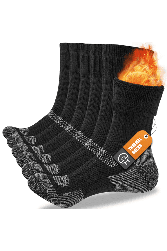 Merino Wool Thermal Socks for Men & Women, 3 Pairs Full Cushion Winter Boot Socks for Cold Weather Hiking Work