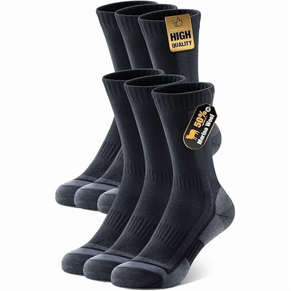 Fu997 Merino Wool Warm Socks for Men Women, 3 Pairs Winter Thermal Moisture Wicking Boot Socks, Breathable Wool Hiking Sock