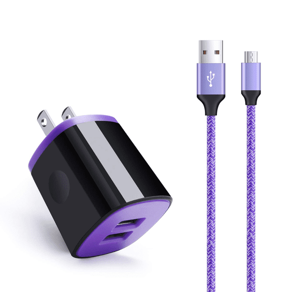 Fu997 Micro - USB Wall Charger with Fast - Charging Cord - for Compatible with Samsung Galaxy S/J/Note Series, LG K/V Series, Moto E/G Series & Tablets