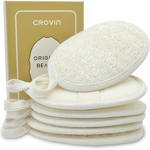 Fu997 Natural Loofah Exfoliating Body Scrubber, Made with Natural Shower Loofah Sponge for Men and Women’s SPA - Pack of 6 Exfoliating Loofah Sponge Package,Perfect for Bath Shower