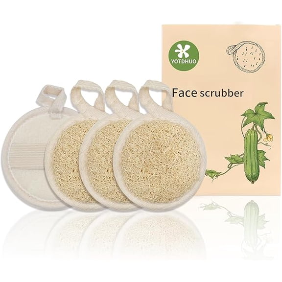 Fu997 Natural Loofah Facial Scrubbers(6Pack),Made of Natural Shower Luffa Sponge for Women Gets Your Face Clean