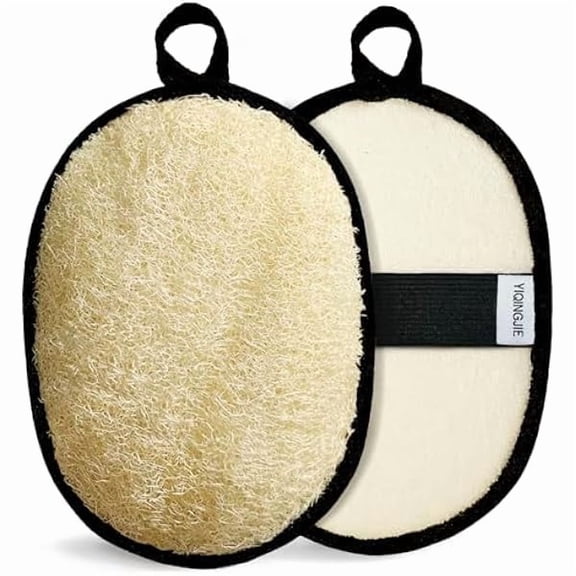 Fu997 Natural Shower Loofah Sponge Exfoliating Body ScrubberNatural Organic Beauty Exfoliating Loofah for Men and Women, Suitable for Cleansing Face Scrubber and Body Bath,Large Black(2 Pack)