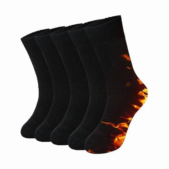 Fu997 Thermal Warm Boot Socks for Women, 5 Pairs Winter Thick Cozy Hiking Crew Comfy Socks Full Cushioned, Size 5-10