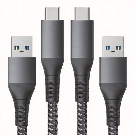 Fu997 USB A to USB C Cable 10Gbps 2Pack 6.6FT USB 3.1 Gen 2 Fast Data Transfer 3A Charging Nylon Braided for Compatible with Samsung Galaxy S24 S23 S22 S21 Pixel 9, Android Auto, 2M