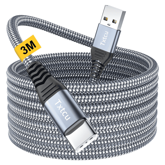 Fu997 USB A to USB C Cable 3M 10FT Nylon Braided Fast Charging Lead for PS5 PS5 Pro Controller, Xbox Series X S, Switch, Compatible with iPhone 16 15 Pro Max Plus, Samsung Galaxy S24 S23