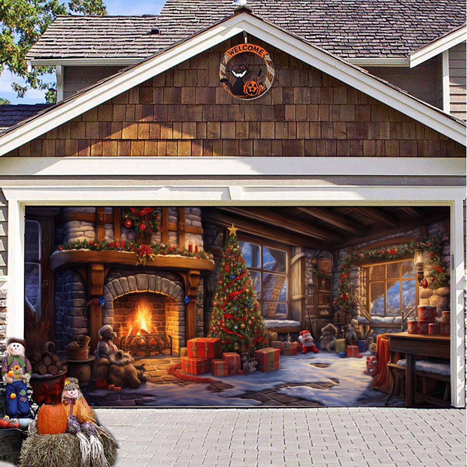 FuChenYu Couplet New Christmas Garage Background Cloth Christmas Garage